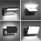 3CCT LED Outdoor Wall Lights, 4800LM, 360° Adjustable, 3 Color Modes, IP66 Waterproof, Security Wall Pack Flood Lights for Garage, Porch, Patio, Black