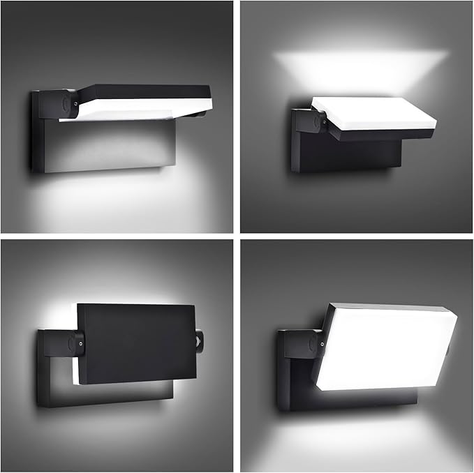 3CCT LED Outdoor Wall Lights, 4800LM, 360° Adjustable, 3 Color Modes, IP66 Waterproof, Security Wall Pack Flood Lights for Garage, Porch, Patio, Black