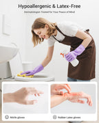 ThxToms 4 Pairs Latex Free Nitrile Cleaning Gloves, Reusable Rubber Free Gloves for Household Cleaning, Flexible and Non-Slip