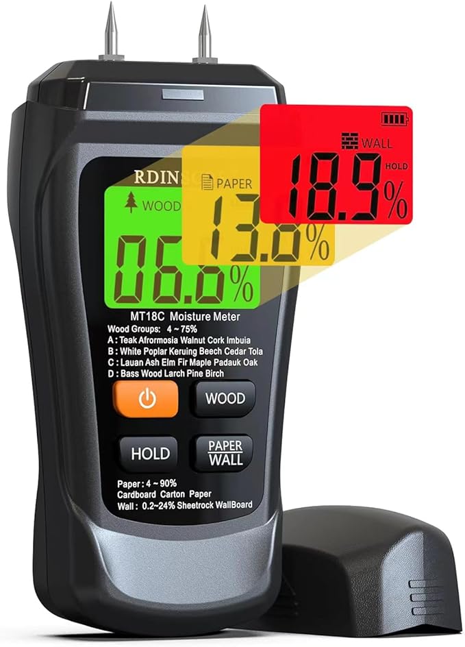 Moisture Meter for Drywall, Wood Moisture Meters for Walls, Floor Humidity Detector, Lumber Firewood Moisture Meter for Wood, Like Hardwood and Softwood