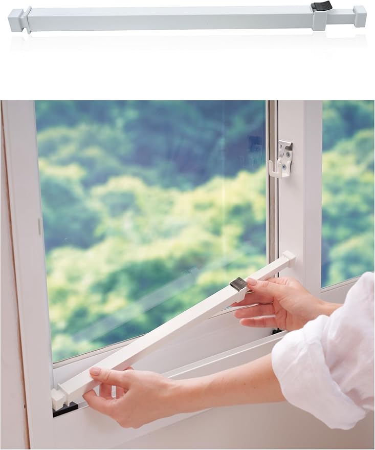 Greatim GT-DB004 Patio Door and Window Security Bar, Safety Bars for Windows, Childproof, Locking System, Anti-Lift Lock, Vertical Bar, Sliding Glass Doors/Window Lock, Adjustable (15.7~26.75 inch)