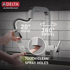 Delta Junction Chrome Kitchen Faucet with Pull Down Sprayer, Modern Single Hole Kitchen Sink Faucet, Single Handle, Chrome 19825LF