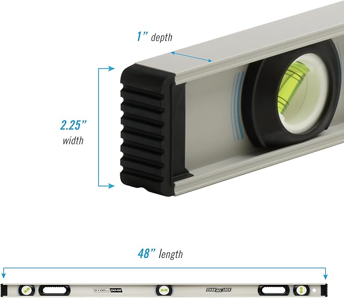 CHANNELLOCK 48-Inch, Professional-Grade Aluminum I-Beam Level with 3 Vials, 5100-0048