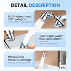 Universal Sink Faucet 1440° Rotatable Faucet Aerator Extension, U Shaped Faucet Extender Adjustable Robotic Arm 2 Spray Modes for Kitchen & Bathroom (2)