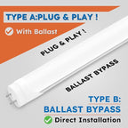 10-Pack T8 LED Tube Lights 4ft, 48 Inch Fluorescent Replacement Bulbs 2000 Lumens, 6500K Daylight White Light, Hybrid Type A+B Single/Double Ended, Clear Lens, ETL Certified