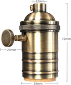 2 Pack Lamp or Fixture Replacement, E26/ E27 Solid Brass Industrial Light Socket Vintage Edison Pendant Lamp Copper Holder with Switch (Antique Brass)