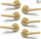 Mega Handles Ronn Dummy Door Handles - 6 Pack Heavy Duty Gold Door Handle, Non-Turning Door Handle for Hallway, Closet & French Doors, Single Side, Fits All Standard Doors - Satin Brass