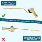 Hygie Rinse Toilet Tank Lever, Brushed Gold - Universal, Durable Metal, Includes Flapper Chain, Easy Installation, Replacement Kit for Toilet Handle