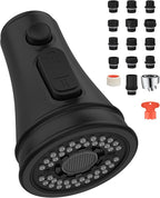 Mbillion Universal Matte Black Kitchen Faucet Sprayer Head Replacement – 3-Function Pull-Down Nozzle with 14 Adapters – Fits Moen, Delta, Kohler, WEWE & American Standard