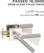 Asidrama 4 Pack Privacy Brushed Satin Nickel Door Handles, Door Lever with Door Knobs Indoor for Bedroom or Bathroom, Brushed Satin Nickel Door Handles Interior with Locks for Left Right Sided Doors