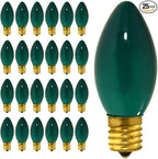 GoodBulb 7-Watt C9 Green Ceramic Holiday Light Bulbs Intermediate E17 Base 50 Lumens Christmas Lights Bulbs Ideal for Holiday Decorations Pack of 25 Bulbs