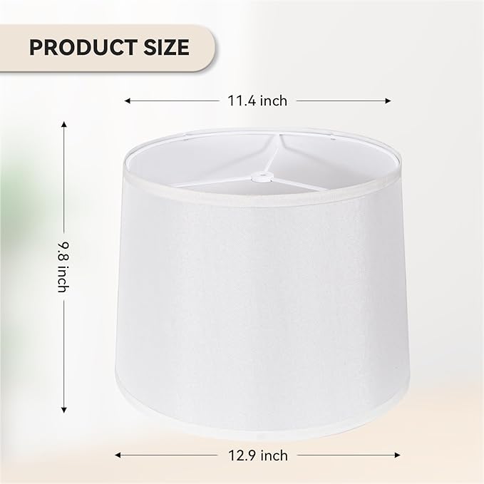 Lamp Shades Set of 2 - Drum Lampshades 11.4" x 12.9" x 9.8" Inches, Fabric Medium Replacement Lampshades for Table Lamp, Floor Lamp, Assembly Required, Spider,Linen