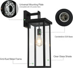 tewei Large Size Outdoor Wall Lantern Exterior Wall Light Fixture, Matte Black Porch Light Waterproof Outdoor Lights for House with Clear Glass Shade, E26 Base Wall Sconces for Garage (1 Pack)