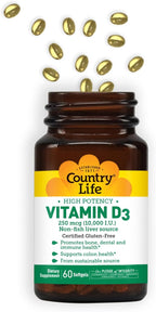 COUNTRY LIFE Vitamin D3 10000 IU, 60 CT