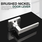 GOBEKOR 5 Pack Half Dummy Door Handle Satin Nickel Square Door Levers Dummy Lever Door Handle for Closet French Doors