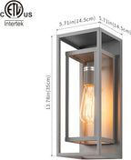 mirrea 14" Classic Outdoor Wall Sconce 1 Light in Rectangular Metal Frame and Clear Glass Shade Waterproof Porch Light Patio Light Pack of 2 (Matte Gray)