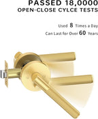 Asidrama 1 Pack Privacy Gold Door Handles, Door Lever with Door Knobs Indoor for Bedroom or Bathroom, Heavy Duty Brushed Gold Door Handles Interior with Locks for Left Right Sided Doors