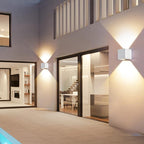 2 Pack Outdoor Wall Lights Exterior/Interior Wall Sconces Up and Down Lights IP65 Waterproof G9 Base Socket Modern Outdoor Lighting Square Aluminum White 3000K Warm Lights, Adjustable Light Angle