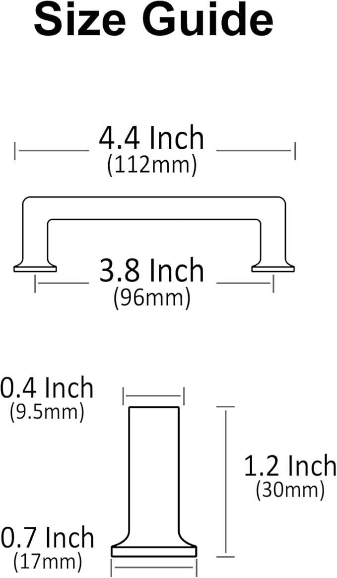 Alzassbg 10 Pack Matt Black Cabinet Pulls, 3-3/4 Inch(96mm) Hole Centers Cabinet Handles Square Kitchen Hardware for Cabinets AL3046MB