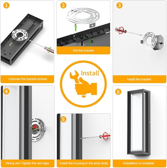 Sytmhoe LED Square Outdoor Wall Lights 16inch, 6000K 10%-100% Dimmable Exterior Wall Light, Aluminum Body&PC,Waterproof IP65 led Porch Light for House Patio Garage Garden