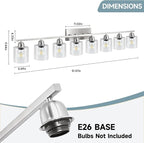 Modern Brushed Nickel 8 Light Bathroom Light Fixtures,52 inch Vanity Lights for Bathroom with Clear Glass for Mirror Kitchen Living Room Hallway Cabinet Porch