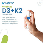 Vitamin D3 and K2 Oral Spray (60 Doses) - 75mcg, 3000 IU Multivitamin Spray- Muskmelon Flavor - Easy Absorption Oral Vitamin D Liquid Supplement - Bone Health Support and Immune Spray for Adults