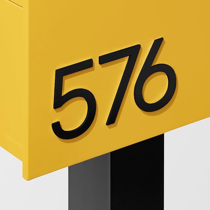 Adoorn 4 Inch Mailbox Numbers - Number 4, Black Color, Each Sold Individually, Premium Metal Self Stick Address Numbers, Weatherproof Mailbox Numbers for Outside