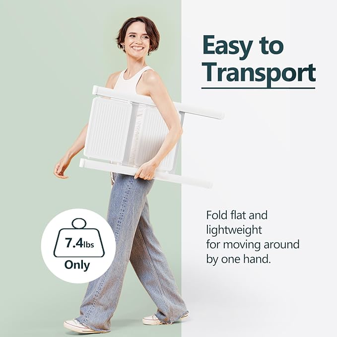 WOA WOA 2 Step Ladder, Folding Step Stool with Broad Pedals, Compact Stepping Stool, Sturdy Steel Ladders for Home with Anti-Slip Feet, Supports up to 330 lbs - White