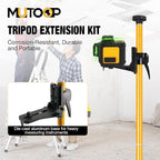 12Ft/3.7M Professional Laser Level Pole with Tripod & Mount - 1/4" & 5/8" Adapters, Adjustable Telescoping Laser Level Pole for Rotary/Line Lasers
