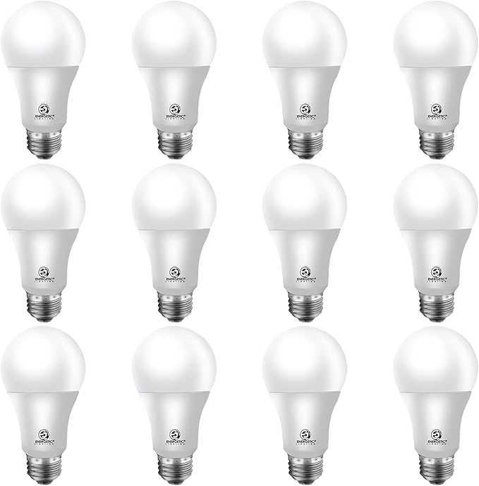 Energetic 75W Equivalent A19 LED Light Bulb, 3000K Warm White, Non-Dimmable LED Light Bulb, 1200lm, UL Listed, E26 Medium Base, 12-Pack