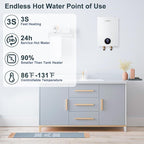 Tankless Electric Water Heater, ECOTOUCH 18kW Instant Water Heater On Demand 240V Under Sink Water Heaters Point of Use with ETL Certificated Self-Modulation ECO180S White