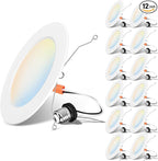 LVWIT LED Recessed Light 6Inch, Can Lighting Color Selectable 2700/3000/4000/5000/6000K 5CCT, 10W(120W Equivalent) Dimmable Downlight with E26 Conversion Kit, Retro Fit Ceiling Light Fixtures, 12 Pack