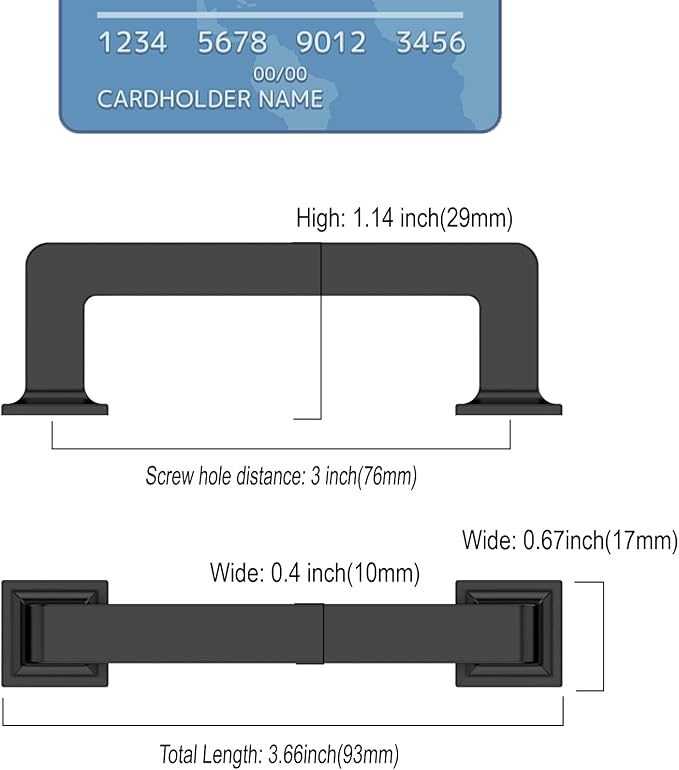 10 Pack 3 Inch Matte Black Cabinet Pulls - Kitchen & Dresser Handles