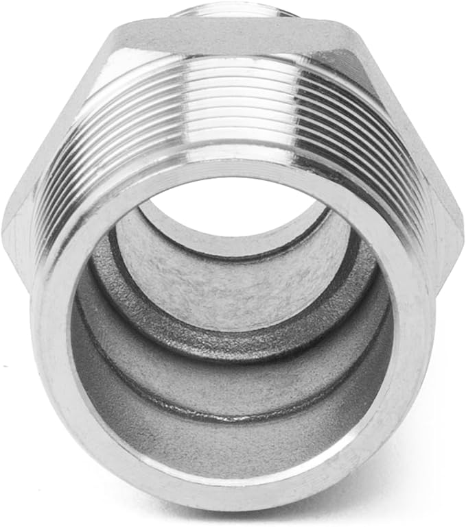 ChillWaves 304 Stainless Steel Pipe Fitting, Reducer Hex Nipple 1/2" NPT Male x 3/8" NPT Male Thread Adapter(6-PACK)