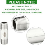 TAISHER 2PCS Stainless Steel Pipe Fittings, 1/4" NPT Male x 1/4" NPT Male Threaded, 2" Length Thickened Nipple Cast Pipe