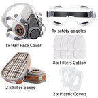 Respirator Reusable Half Face Cover Gas Mask with Safety Glasses, Filters for Painting, chemical, Organic Vapor, Welding, Polishing, Woodworking and Other Work Protection