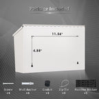 Dalmbox Wall-Mount Mailbox Large Mailbox for Post Rust-Proof Galvanized Steel Box for Outside or Townhouse Horizontal Style, White, 15.7” x 4.3” x 9.4”