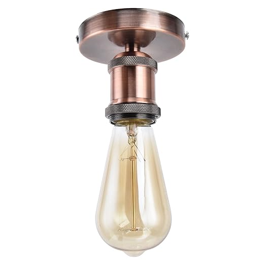 E26/E27 Screw Head Light Socket 100-240V Vintage Ceiling Light Wall Lamp Bulb Holder Socket for Hallway,Kitchen,Basement,Garage,Bar,Restaurant (Rose)