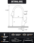 APPASO Pull Down Kitchen Faucet with Sprayer Stainless Steel Brushed Nickel - Single Handle Commercial High Arc Pull Out Spray Head Kitchen Sink Faucets with Deck Plate, Llave para Fregadero de Cocina
