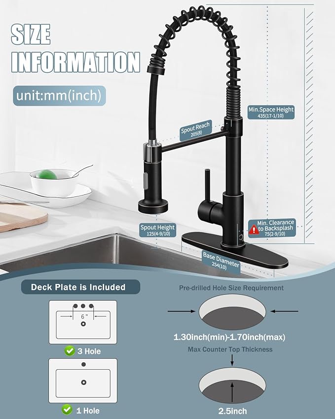 Oil Rubbed Bronze Single Handle Kitchen Faucet Set with Pull Down Sprayer and Soap Dispenser, 17-inch Tall