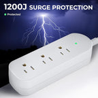 Outdoor Power Strip Weatherproof, IPX6 Waterproof Surge Protector with 3 Wide Outlets, 1625W/13A, 6FT Extension Cord, Wall Mountable for Indoor Outdoor, UL FCC Listed-White