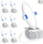 Ensenior 6 Pack 6 Inch LED Recessed Light, Dimmable, 4000K Cool White, 1050LM High Brightness, 12W 120V, Damp Rated, Ultra-Thin Canless Wafer Ceiling Light - ETL & FCC & IC