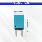 BOJACK ATM Auto Reset Fuse Low Profile Mini Blade Fuses T1 14V DC 5A 10A 15A 20A 25A 30A Amp Automotive Circuit Breaker Fuses Boat Marine RV Car Truck (6 pcs Mixed