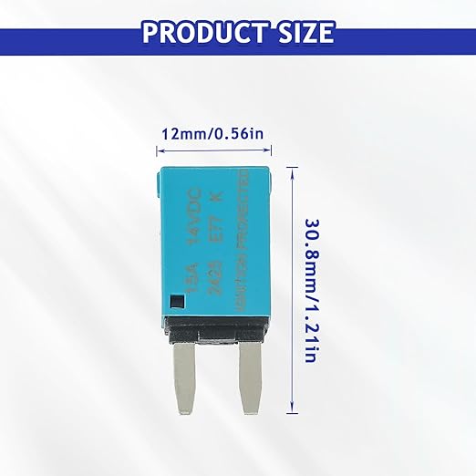 BOJACK ATM Auto Reset Fuse Low Profile Mini Blade Fuses T1 14V DC 5A 10A 15A 20A 25A 30A Amp Automotive Circuit Breaker Fuses Boat Marine RV Car Truck (6 pcs Mixed