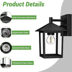 zemty Outdoor Wall Light Fixtures, Matte Black Exterior Front Porch Light with E26 Socket, Waterproof Exterior Wall Sconce Lighting Lamp for House, Doorway, Garage,2Pack(Bulb Not Include)