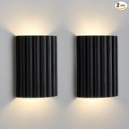Black Gypsum Modern LED Wall Sconces Wall Lighting Set of 2, Indoor Hardwired Walls Mount Light Fixtures Up Down Lamp for Hallway Bedroom Living Room Dining Room【Bulbs Included】