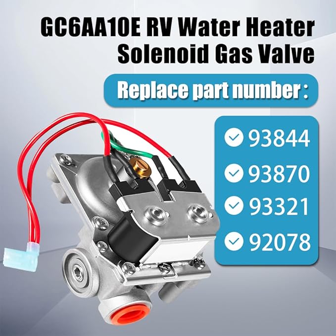 GC6AA10E 93844 RV Water Heater Solenoid Gas Valve Replacement Fits for Atwood 6-10 Gallon Water Heaters replaces 93870 93321 GC10A-4E G6A-8E G6A-4E