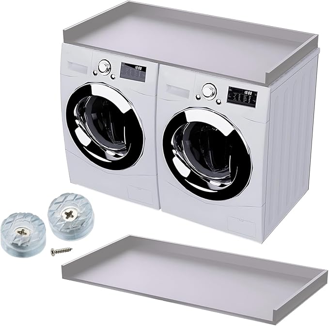 B&B HARDWARE Over Washer and Dryer Countertop - Heavy-Duty Laundry Countertop - Washer Dryer Shelf - Laundry Room Topper - Washing Machine Shelf with Silicone Pegs - Light Gray, 26 x 54