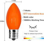 C9 Incandescent Light Bulbs Christmas Light Bulbs, 25 Pack C9 Opaque Multicolor Replacement Bulbs, E17/C9 Intermediate Base Bulbs for Patio Outdoor Christmas String Lights, 7 Watts