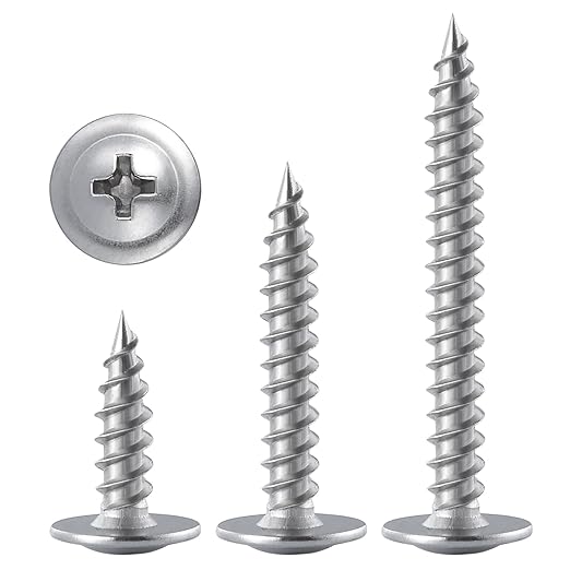 (200 pcs)#8×1-1/4" Phillips Truss Head Wood Screws Stainless Steel 410 Quick Metal Self Tapping